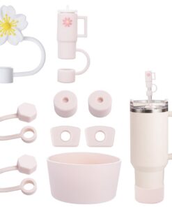 Stanley Cup Zubehör mit 6 sicheren Silikonstopfen und Strohdeckeln, ideal für Alley Cat Fans (Rose Quartz) Stanley Cup