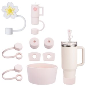 Stanley Cup Zubehör mit 6 sicheren Silikonstopfen und Strohdeckeln, ideal für Alley Cat Fans (Rose Quartz) Stanley Cup