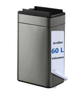 FLINQ 60L Smart Sensor Küchenmülleimer - Modern mitautomatischer Abfalldüse - Carbon Grau