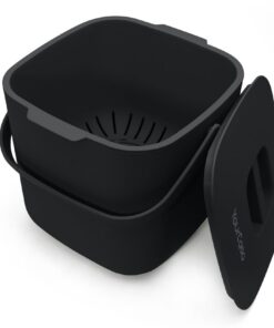YourCasa Biomülleimer Küche 7L Schwarz - geruchsdicht ohne Biomülltüten spülmaschinenfest