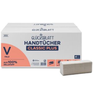 Glücksblatt Papierhandtücher - 3000 Blatt, 2-lagig, hochwertig, für Spender, weiß, V-Falz