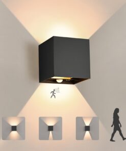 12W Aussenlampe mit Bewegungsmelder IP65 für Flur und Garten | Touch-Bedienung 3000K LED Wandlampe für Innen/Aussen | U