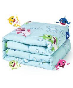 Sivio Gewichtsdecke 1,3 kg, weiche Kuschelige Bettdecke für natürliche Erholung und Schlaf, Grüne Haie