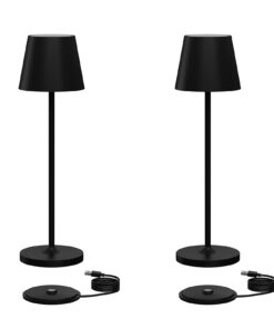 Klighten 2 Stück Dimmbare LED Akku Tischlampe Schwarz für Innen und Außenaussiblings IP54