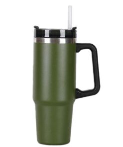 Teksome 30 oz Isolierbecher für das Home Office im Freien | Becher aus Edelstahl mit Griff | Strohhalm für Iced Coffee