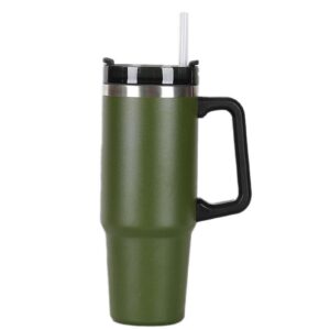 Teksome 30 oz Isolierbecher für das Home Office im Freien | Becher aus Edelstahl mit Griff | Strohhalm für Iced Coffee