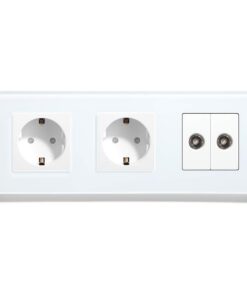 BSEED Double Normal Steckers mit Koaxial-Wandsteckdosen aus TV-Rahmenglas Weiß für moderne Wohnzonen mit Stretchband-Fix