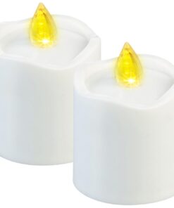 PEARL Grabkerze: 2er-Set flackernde Grablicht-LED-Kerzen für Friedhöfe und Ausgänge mit Dämmerungssensor, weiß (Batterie