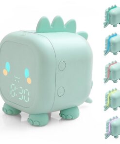 Kinder Lichtwecker Dinosaurier Digitaluhr mit 2 AlarmsGrün