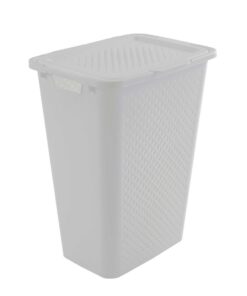 SUNDIS Pixel Wäschekorb mit Deckel 50l recycelter Kunststoff weiß kleine Räume 2 Griffe 4 Seitenbelüftung