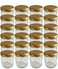 hocz 24er Set Mini Rundgläser 53 ml Gold Deckel Sturzfest