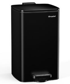 Küchenabfalleimer 30L Schwarz Edelstahl Pedal Sanft Schließend Kitchen Bathroom Living Room