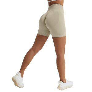 Vertvie Damen Gym Shorts High Wasit Push Up Radlershorts Fitness Laufen Kurz Leggings Nahtlose Sporthose