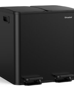 lovewind Recycling- und Abfallmülleimer Küche, 2 x 15L Schwarz, Edelstahl mit Soft-Close-Deckel, Großes Fassungsvermögen