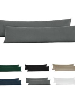 BEDELITE seitenschläferkissen Bezug 40x145 Baumwolle, weiche Oeko-Tex Anthrazit 2er Set