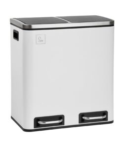 SVITA TM2X15 Weißer Pulverbeschichteter Stahlabfalleimer mit Softclose-Deckel und Mülltrennsystem für Küchen-Ordnung