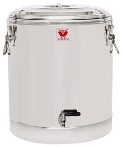 Beeketal BTE-60 Thermobehälter für Speisen und Getränke mit Ablaufhahn, Edelstahl, Tragegriffe, Gummiring und Spannversc