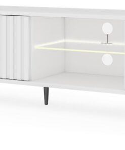 Selsey TV-Schrank Mit Lamellen Und LED Beleuchtung Für Wohnzimmer Gross formativ Weiss Bello 175 cm