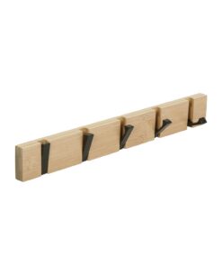 JSVER Moderne Bambus Garderobenhaken Wand Faltbar mit 5 Beweglichen Haken für Jacken Mäntel Schals
