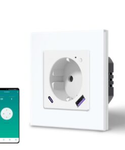 BSEED Zigbee Steckdose 20W USB C Schnellladen - Smart Unterputz Steckdose aus Glas mit Strommessung - Arbeit mit Alexa/G