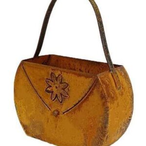 Bornhöft Blüte Tasche zum Bepflanzen Windlicht Edelrost Edelrostige Gartendeko 17cm x 22cm