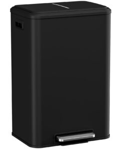 LIFERUN Mülleimer Küche 40l Schwarz, Softclose Deckel & Fußpedal, optimal für Großfamilien & Büros