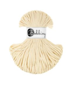 Bobbiny Junior Baumwoll-Flechtschnur Butter Yellow - Hochwertige Bastelschnur für Makramee, Stricken und Heimdekoration