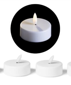 LED Teelicht Groß Mit Timer - Warmweiß Kerze 3D Flamme Flackernd - Weiß 6cm - 1x Batterie CR2032 - Für Adventskranz