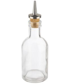 APS 40512 Essig- und Ölflasche: Glasbehälter mit Ausgießer aus Kork/Edelstahl, 100 ml, 5 cm Ø, 15,5 cm Höhe