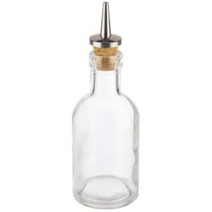 APS 40512 Essig- und Ölflasche: Glasbehälter mit Ausgießer aus Kork/Edelstahl, 100 ml, 5 cm Ø, 15,5 cm Höhe