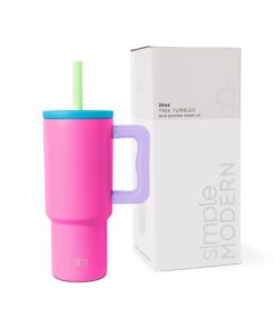 Simple Modern Thermobecher Trek 710ml Eiskaffee-Reisebecher Silikonstrohhalm Grifftreiber Isolierung 80s Mix