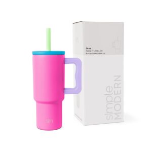 Simple Modern Thermobecher Trek 710ml Eiskaffee-Reisebecher Silikonstrohhalm Grifftreiber Isolierung 80s Mix