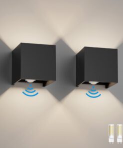 Klighten 2 Stück LED Wandleuchte mit Bewegungsmelder für Innen/Äußeren Gebrauch | Klighten Outdoor LED Wandleuchte mit