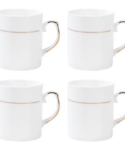 ioreder Kaffeetassen Weiß Set 4 Porzellan mit Goldrand für den Morgen |ioreder Kaffeetassen Weiße Tasse Porzellangoldran