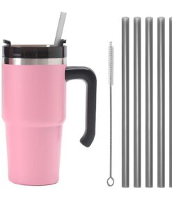 Moollyfox Edelstahl Vakuum Isolierbecher für Wasser und Kaffee (Rosa, 20oz/600ml) Moollyfox Doppelwandiger Vakuum Isolie