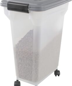 Iris Ohyama Luftdichte Futterbox, 20L/7.5kg, Für Hunde und Katzen, BPA-frei, Aufbewahrung mit Rollen, SchaufelIncluded,