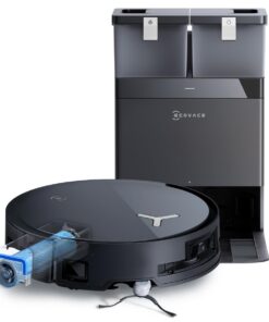 ECOVACS DEEBOT X8 OMNI Schwarz - 18.000 Pa Saugleistung mit Wischfunktion, OZMO ROLLER kontinuierlich frischwasser-gestr