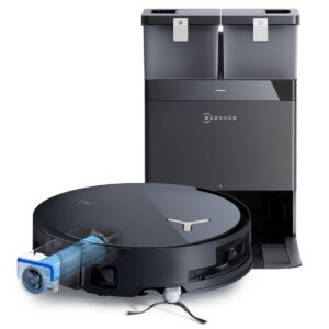 ECOVACS DEEBOT X8 OMNI Schwarz - 18.000 Pa Saugleistung mit Wischfunktion, OZMO ROLLER kontinuierlich frischwasser-gestr