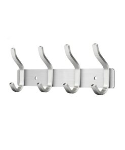Edelstahl Garderobenhaken Wand mit 4 Haken für Schlafzimmer Bad Küche Silber