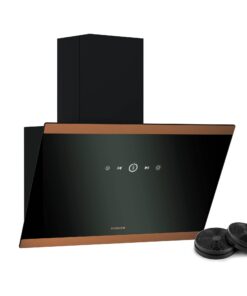 Klarstein FlashLine 60 Dunstabzugshaube - 60 cm, Touchscreen, A++ Energieeffizienz & Schwarz & Kupfer