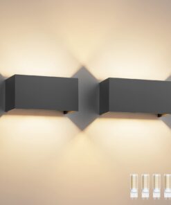 Klighten 2PCS Warmweiß 18W LED Wandleuchte für Innen/Aussen, IP54, Dunkelgrau