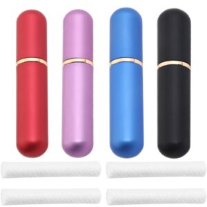 JAWUZ Nasal Inhalatoren Mit 4 Baumwoll-Dochten, Für Aromatherapie-Sitzungen, Parfüm Rohr (Schwarz/Blau/Rot/Lila)
