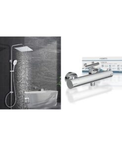 SCHÜTTE 52465 LONDON Thermostatischer Duschsystem Duschset ohne Armatur Regendusche Überkopfbrauseset | Görbach Edelsta