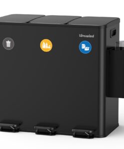 LoveWind 3 x 20L Recyclingeimer - Stahlisch Schwarz mit Soft-Close-Deckel und Pedale - Für Recycling und Abfall - inklus