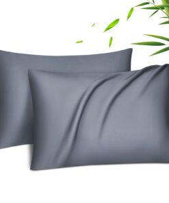 Fittia 2er-Set Seidig weichkühlend atmungsaktiv Lyocell Bambus Kissenbezug, Grau, 40x80cm OEKO-TEX STANDARD 100 Fittia