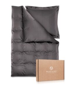 Magano® Luxus Bettwäsche 155x220cm Anthrazit | Bambus & Baumwolle Satin 400 TC | Klimaregulierend | OEKO-TEX STANDARD 10