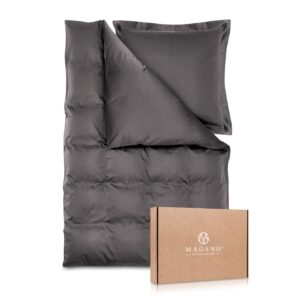 Magano® Luxus Bettwäsche 135x200 Grau | Bambus & Baumwolle Satin | 400 TC Premiumqualität + Hypoallergen & Klimaregulier