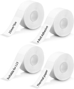 Etiketten Selbstklebend für Haus und Büro - Wasserdichte Thermo-Etikettenband 6mX15mm - Intervallbeschriftung - 4pcs Was