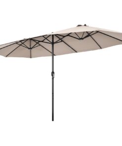COSTWAY Großes UV-Schutz-Doppelsonnenschirm XXL für Garten & Terrasse Beige COSTWAY Handkurbelten Sonnenschirm XXL 470x2