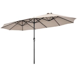 COSTWAY Großes UV-Schutz-Doppelsonnenschirm XXL für Garten & Terrasse Beige COSTWAY Handkurbelten Sonnenschirm XXL 470x2